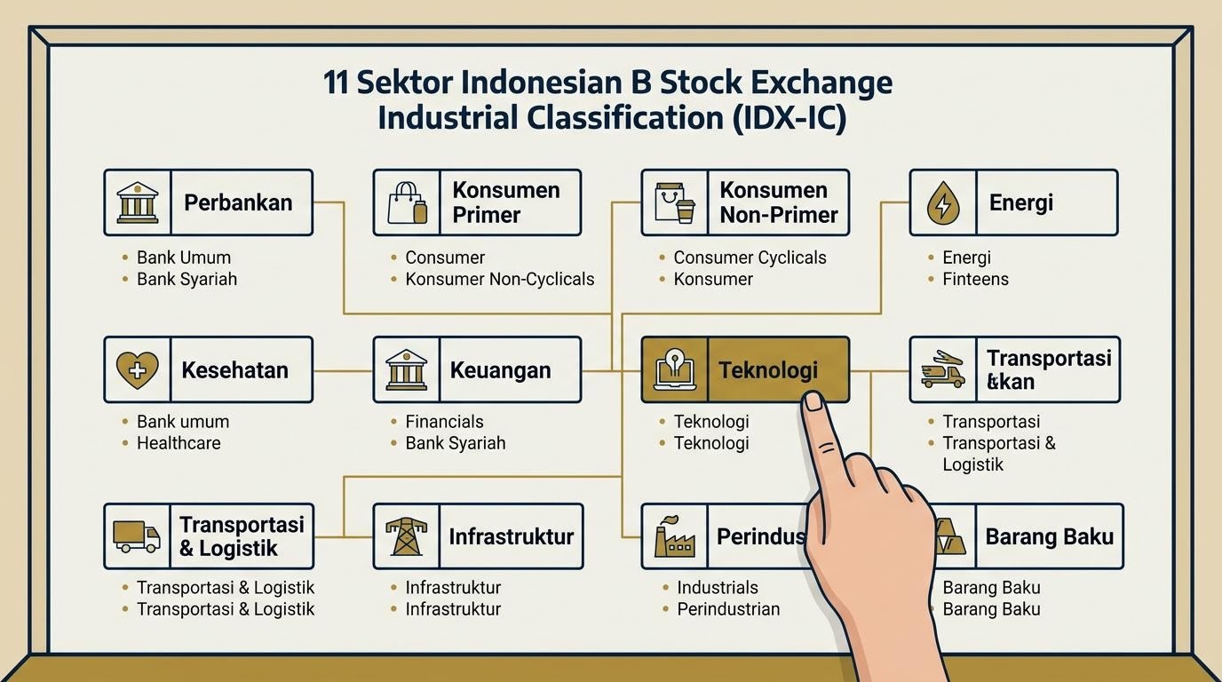 Diagram pengelompokan sektor saham di Bursa Efek Indonesia